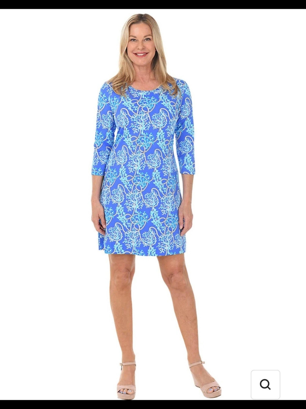 Lu-Lu-B Knotical Blue Coral & Sailing Knot Printed Women’s Swim Cover-Up Dress